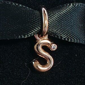 Authentic Pandora Rose Script Letter S Dangle Charm 782478C01